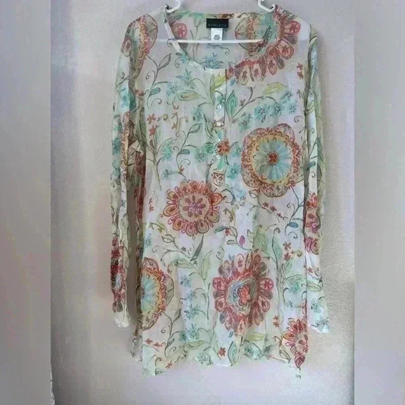 Athleta‎ Women’s Flowers Print Tunic Cover up Size L - Picture 1 of 5